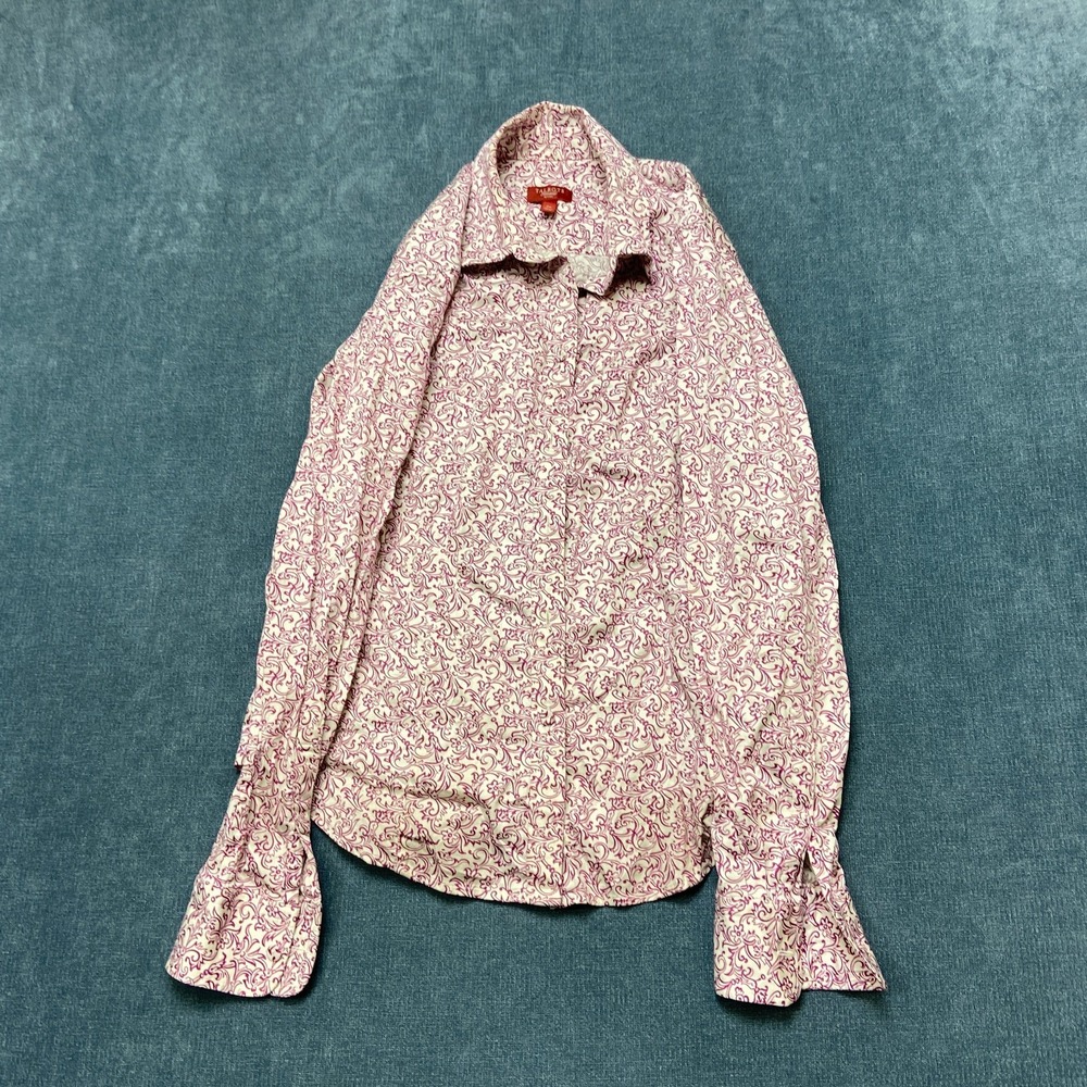 Talbots Haberdashery Shirt Womens 2P Purple White Scroll Long Sleeve Button-Up